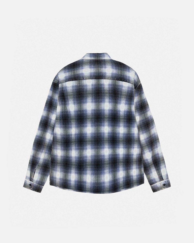 STUSSY ROCCO FLANNEL PLAID SHIRT Bleu | STUSSY-56154