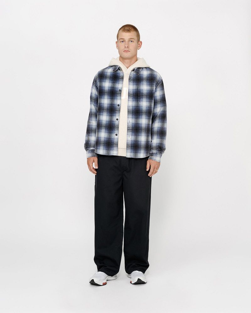 STUSSY ROCCO FLANNEL PLAID SHIRT Bleu | STUSSY-56154