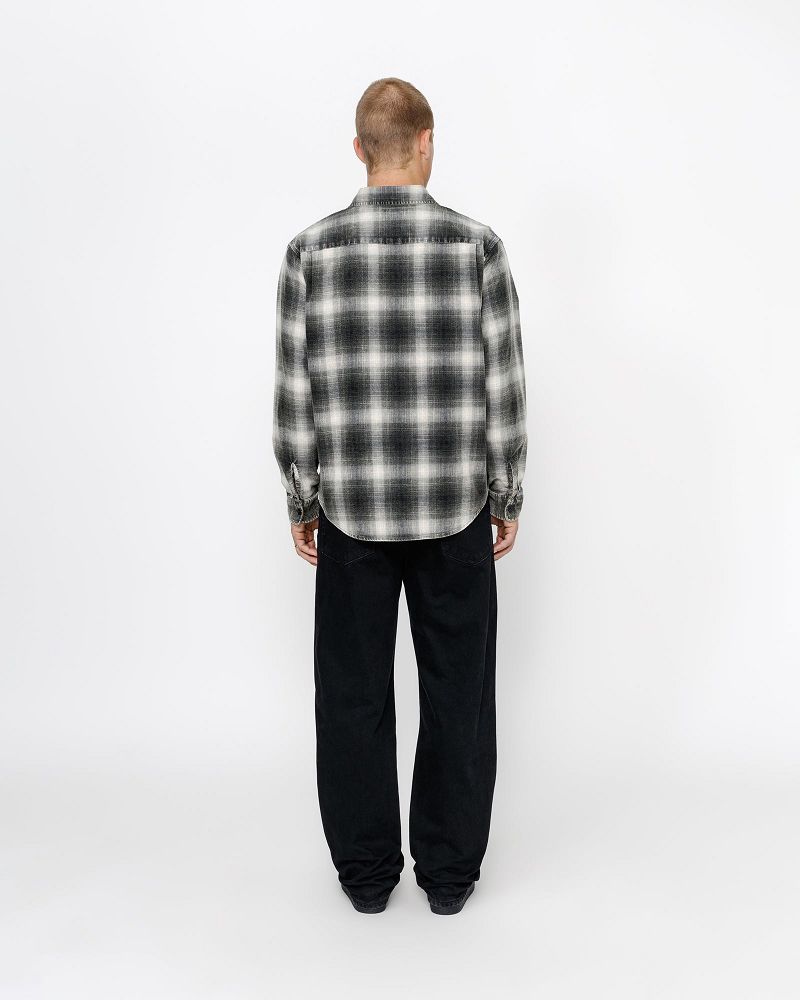 STUSSY ROCCO FLANNEL PLAID SHIRT Grise | STUSSY-56152
