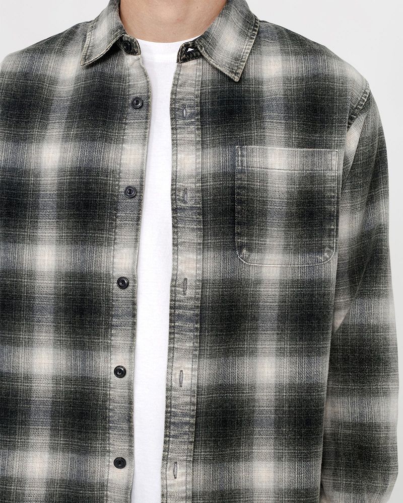 STUSSY ROCCO FLANNEL PLAID SHIRT Grise | STUSSY-56152