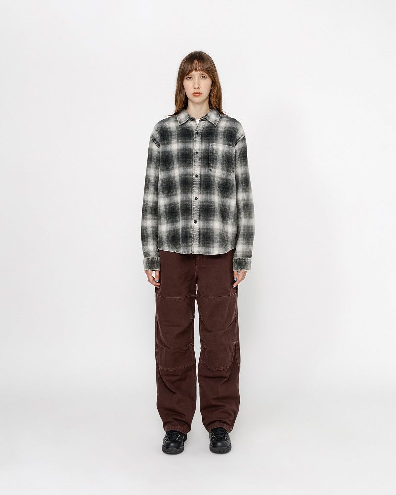 STUSSY ROCCO FLANNEL PLAID SHIRT Grise | STUSSY-56152