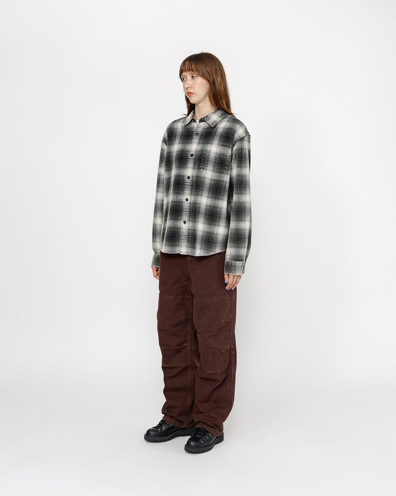 STUSSY ROCCO FLANNEL PLAID SHIRT Grise | STUSSY-56152