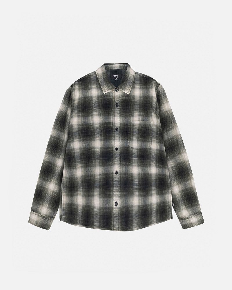 STUSSY ROCCO FLANNEL PLAID SHIRT Grise | STUSSY-56152