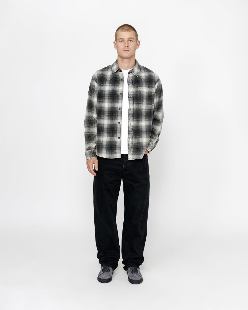 STUSSY ROCCO FLANNEL PLAID SHIRT Grise | STUSSY-56152