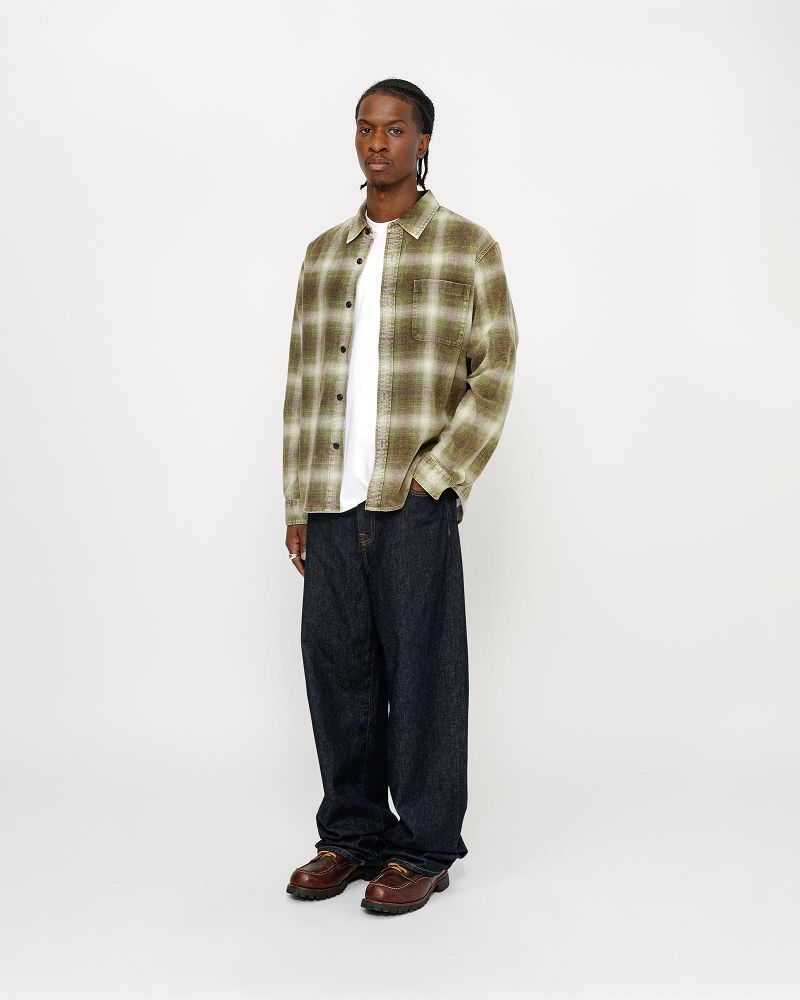STUSSY ROCCO FLANNEL PLAID SHIRT Vert | STUSSY-56153