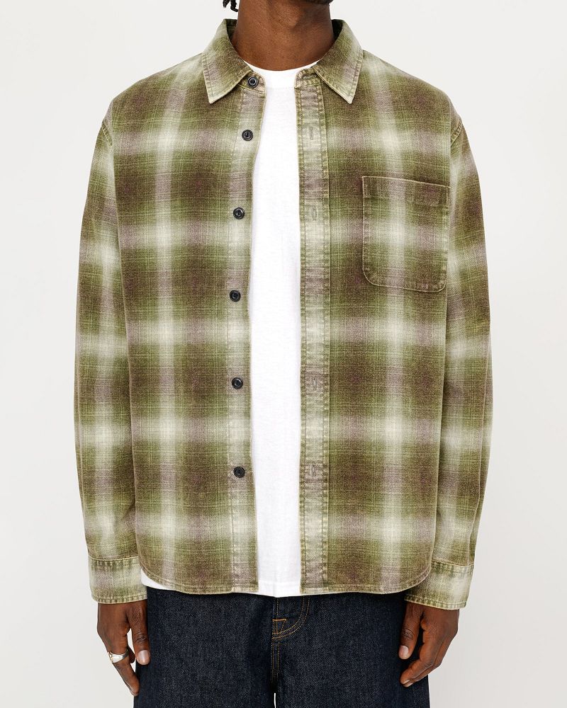 STUSSY ROCCO FLANNEL PLAID SHIRT Vert | STUSSY-56153