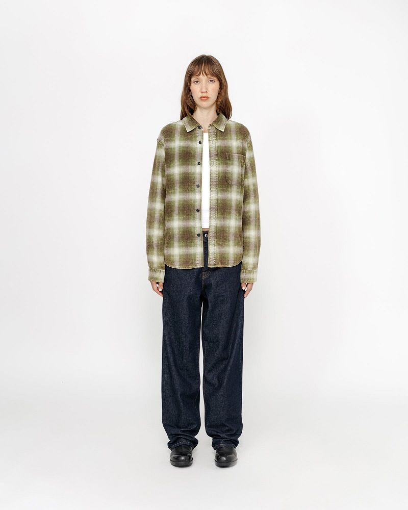 STUSSY ROCCO FLANNEL PLAID SHIRT Vert | STUSSY-56153