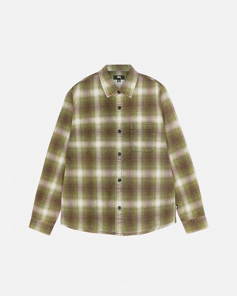 STUSSY ROCCO FLANNEL PLAID SHIRT Vert | STUSSY-56153