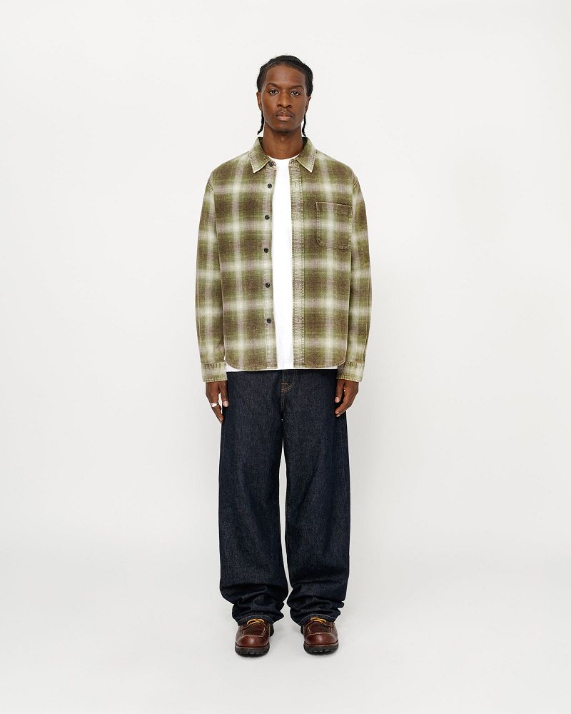 STUSSY ROCCO FLANNEL PLAID SHIRT Vert | STUSSY-56153