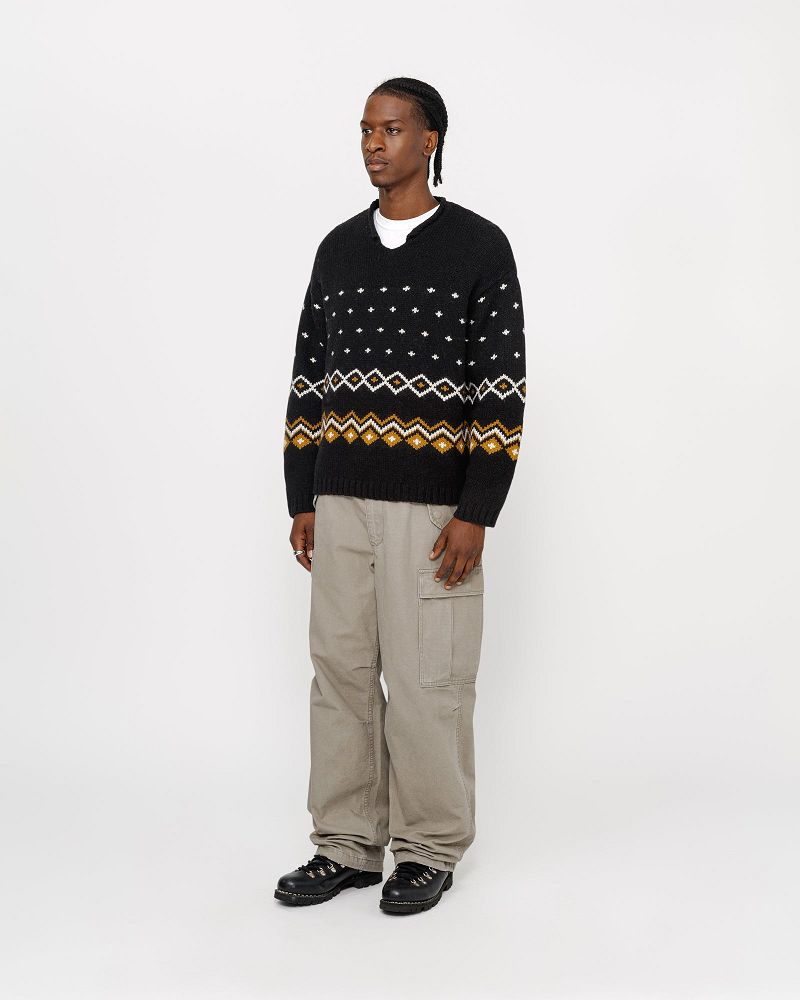 STUSSY ROLL NECK FAIRISLE SWEATER Grise | STUSSY-56186