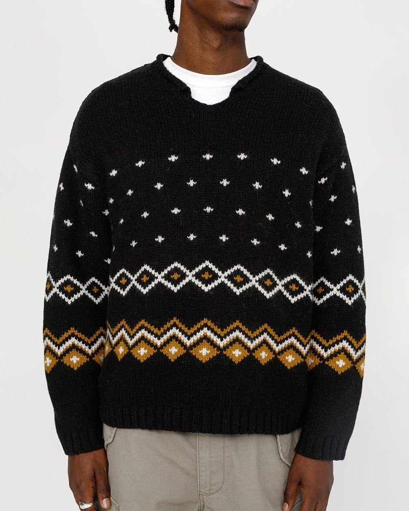STUSSY ROLL NECK FAIRISLE SWEATER Grise | STUSSY-56186