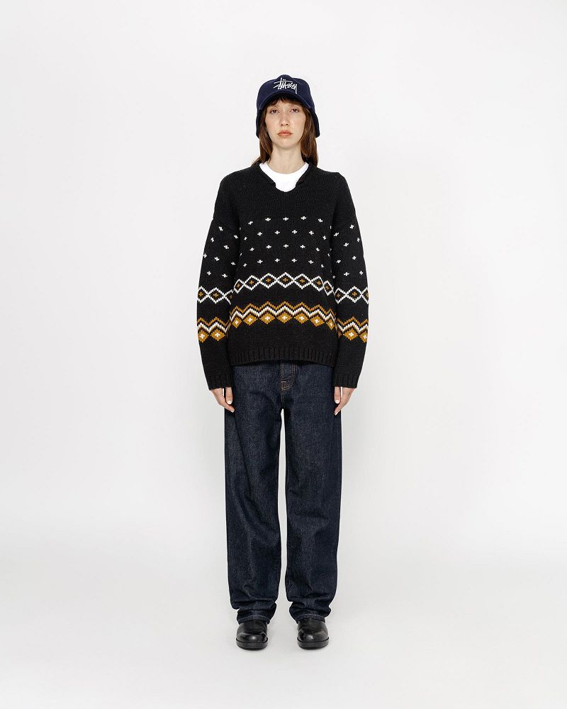 STUSSY ROLL NECK FAIRISLE SWEATER Grise | STUSSY-56186