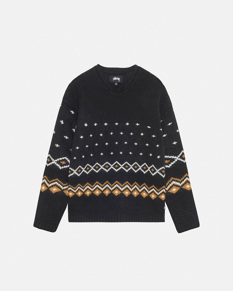 STUSSY ROLL NECK FAIRISLE SWEATER Grise | STUSSY-56186