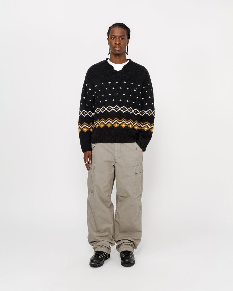 STUSSY ROLL NECK FAIRISLE SWEATER Grise | STUSSY-56186