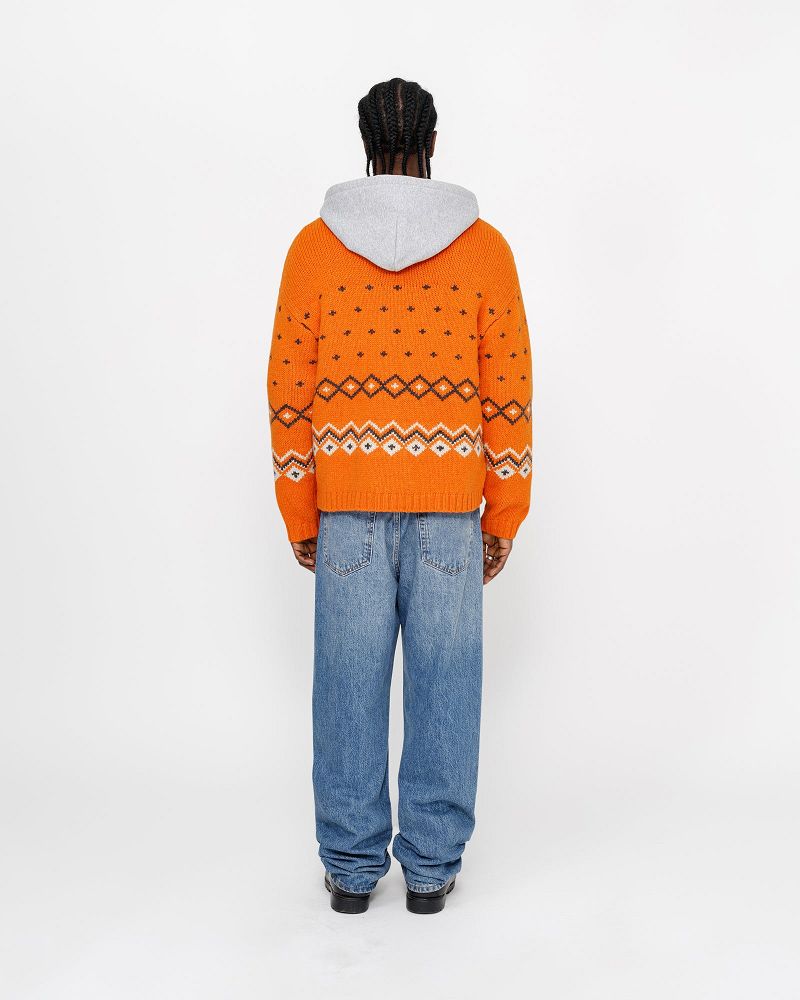 STUSSY ROLL NECK FAIRISLE SWEATER Orange | STUSSY-56187