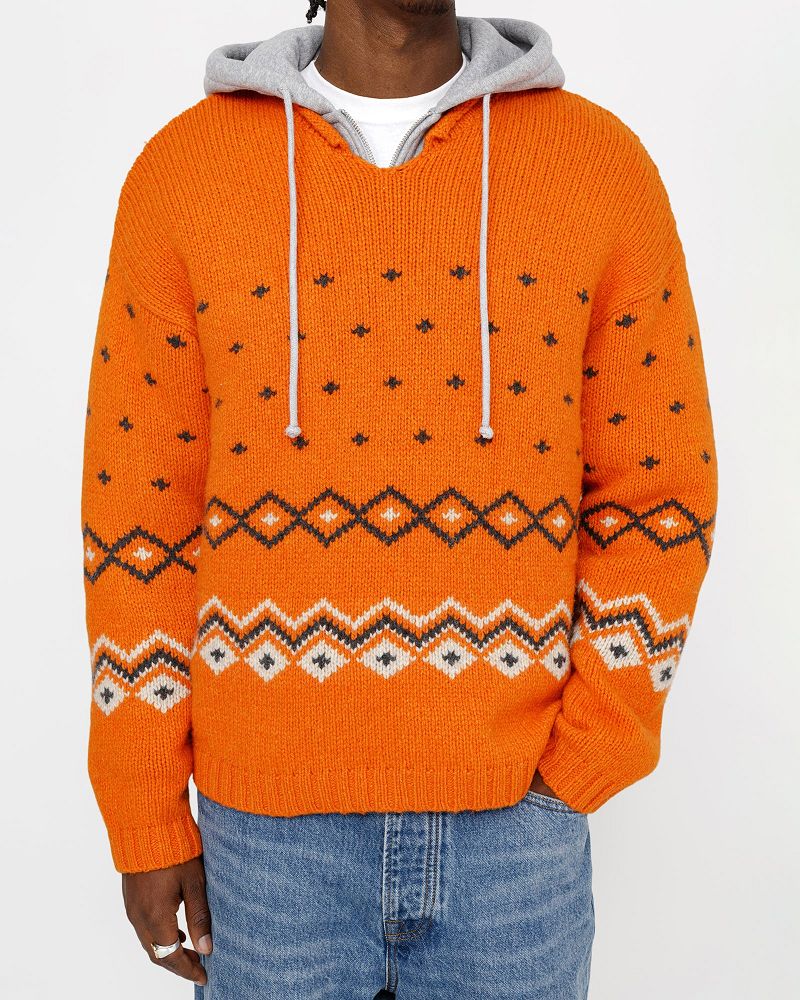 STUSSY ROLL NECK FAIRISLE SWEATER Orange | STUSSY-56187