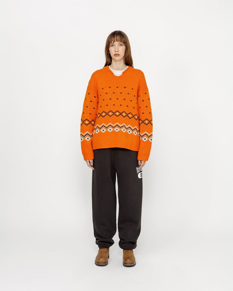 STUSSY ROLL NECK FAIRISLE SWEATER Orange | STUSSY-56187