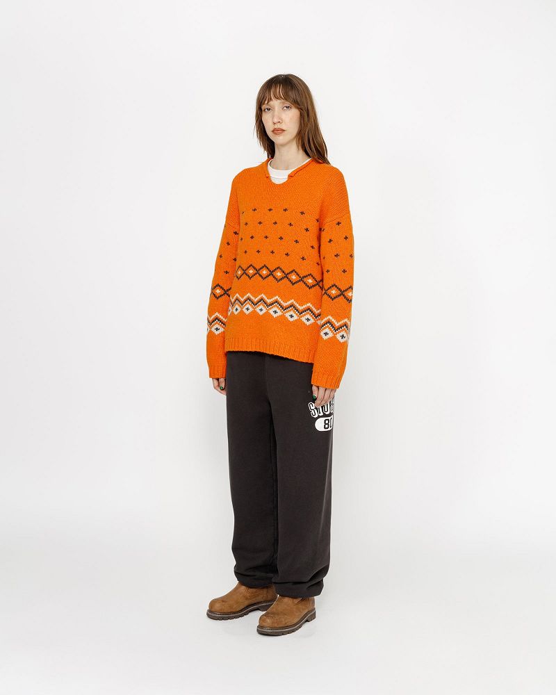 STUSSY ROLL NECK FAIRISLE SWEATER Orange | STUSSY-56187