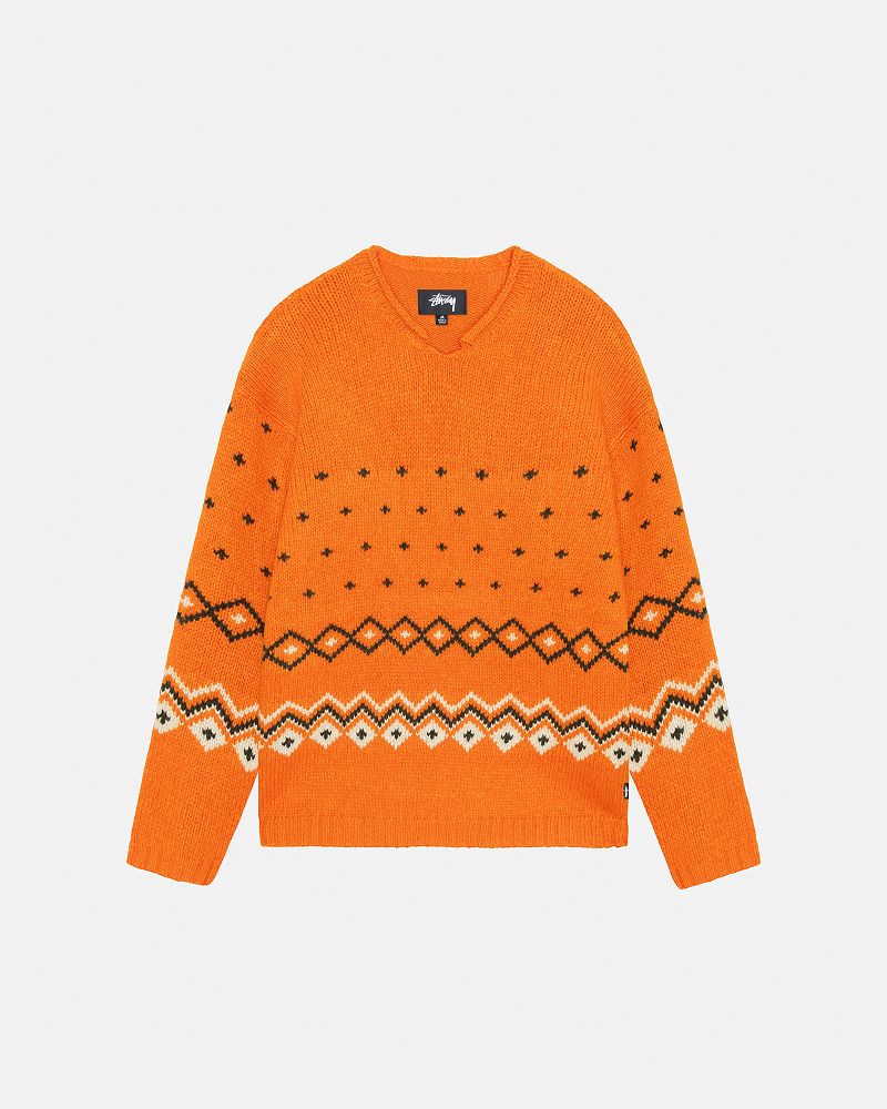 STUSSY ROLL NECK FAIRISLE SWEATER Orange | STUSSY-56187