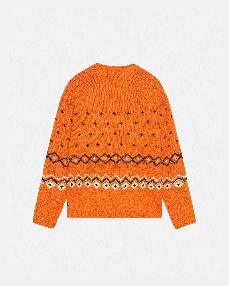 STUSSY ROLL NECK FAIRISLE SWEATER Orange | STUSSY-56187