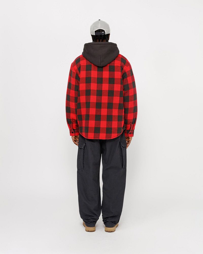 STUSSY SHERPA LINED BUFFALO PLAID SHIRT Rouge | STUSSY-56415