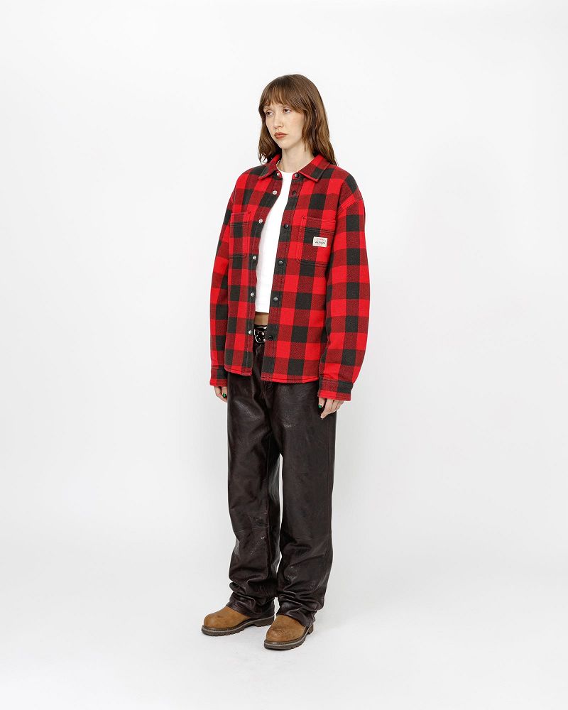 STUSSY SHERPA LINED BUFFALO PLAID SHIRT Rouge | STUSSY-56415