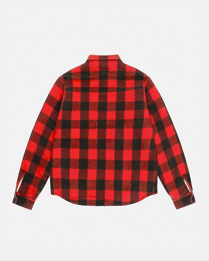 STUSSY SHERPA LINED BUFFALO PLAID SHIRT Rouge | STUSSY-56415