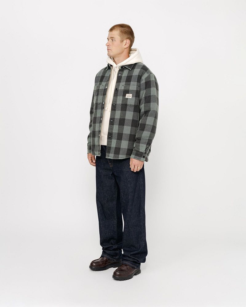 STUSSY SHERPA LINED BUFFALO PLAID SHIRT Grise | STUSSY-56414