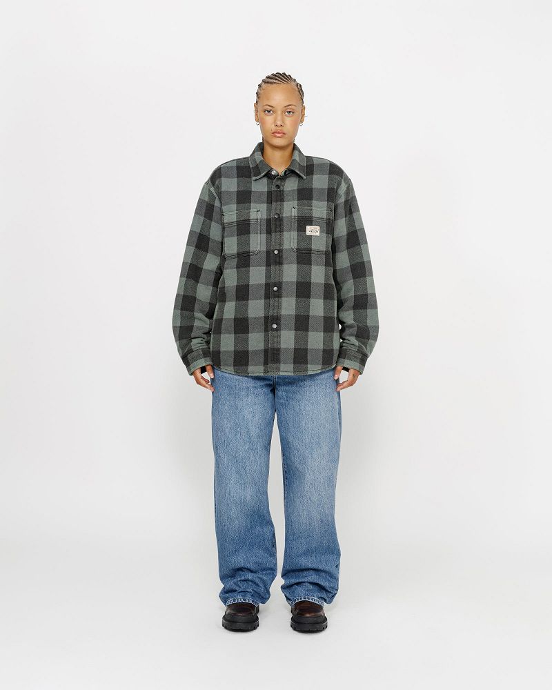 STUSSY SHERPA LINED BUFFALO PLAID SHIRT Grise | STUSSY-56414