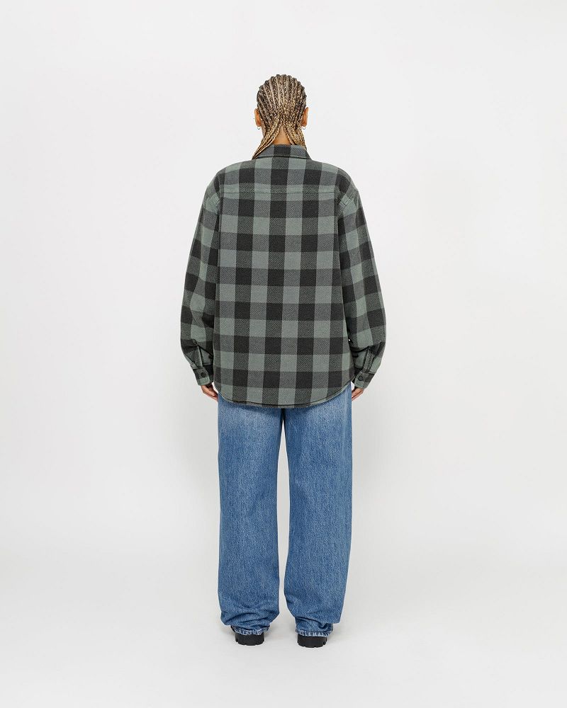 STUSSY SHERPA LINED BUFFALO PLAID SHIRT Grise | STUSSY-56414