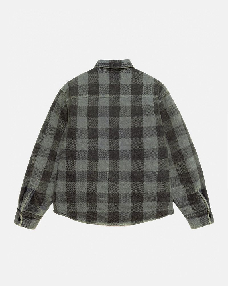 STUSSY SHERPA LINED BUFFALO PLAID SHIRT Grise | STUSSY-56414