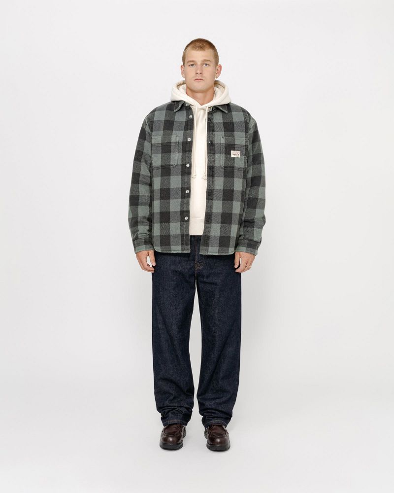 STUSSY SHERPA LINED BUFFALO PLAID SHIRT Grise | STUSSY-56414