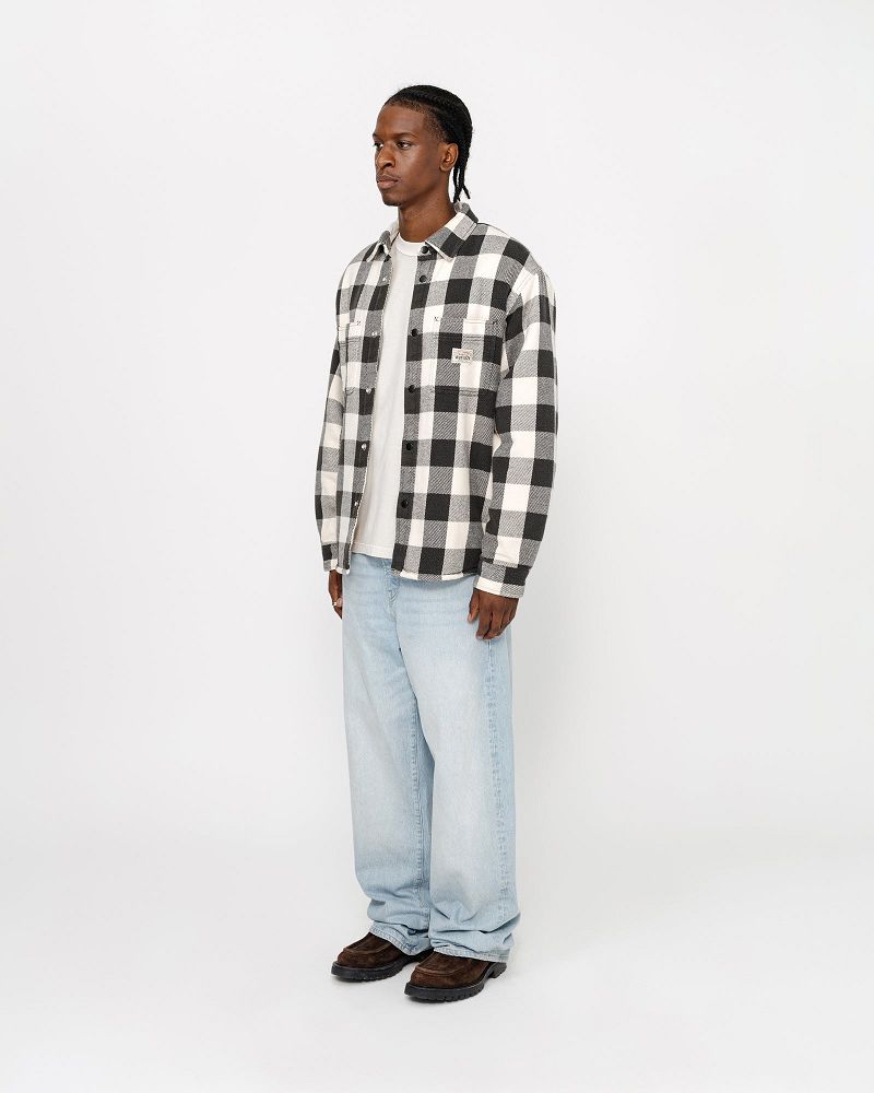 STUSSY SHERPA LINED BUFFALO PLAID SHIRT Beige | STUSSY-56413