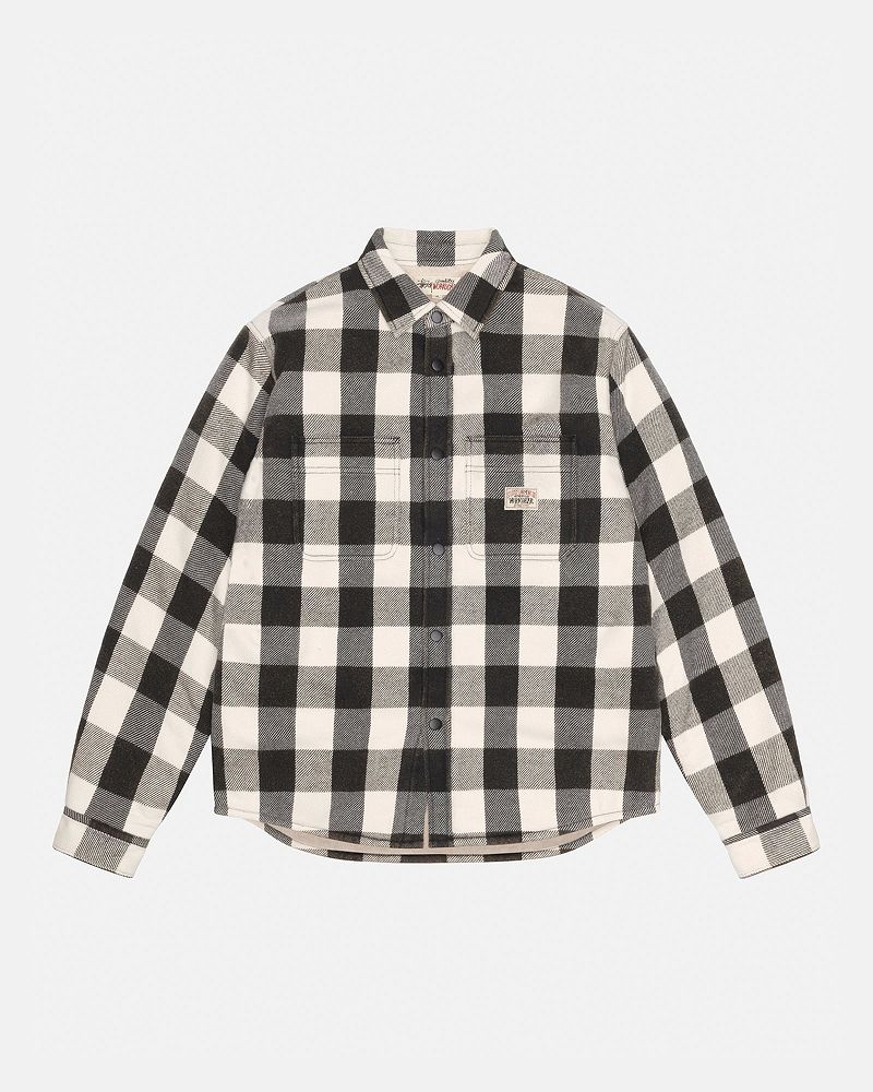 STUSSY SHERPA LINED BUFFALO PLAID SHIRT Beige | STUSSY-56413