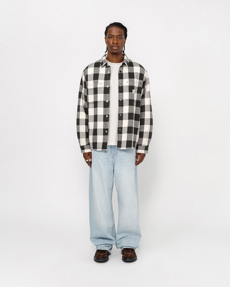 STUSSY SHERPA LINED BUFFALO PLAID SHIRT Beige | STUSSY-56413