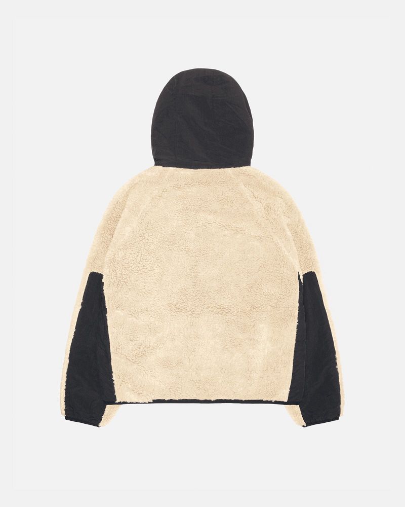 STUSSY SHERPA PANELED HOODED JACKET Beige | STUSSY-56406