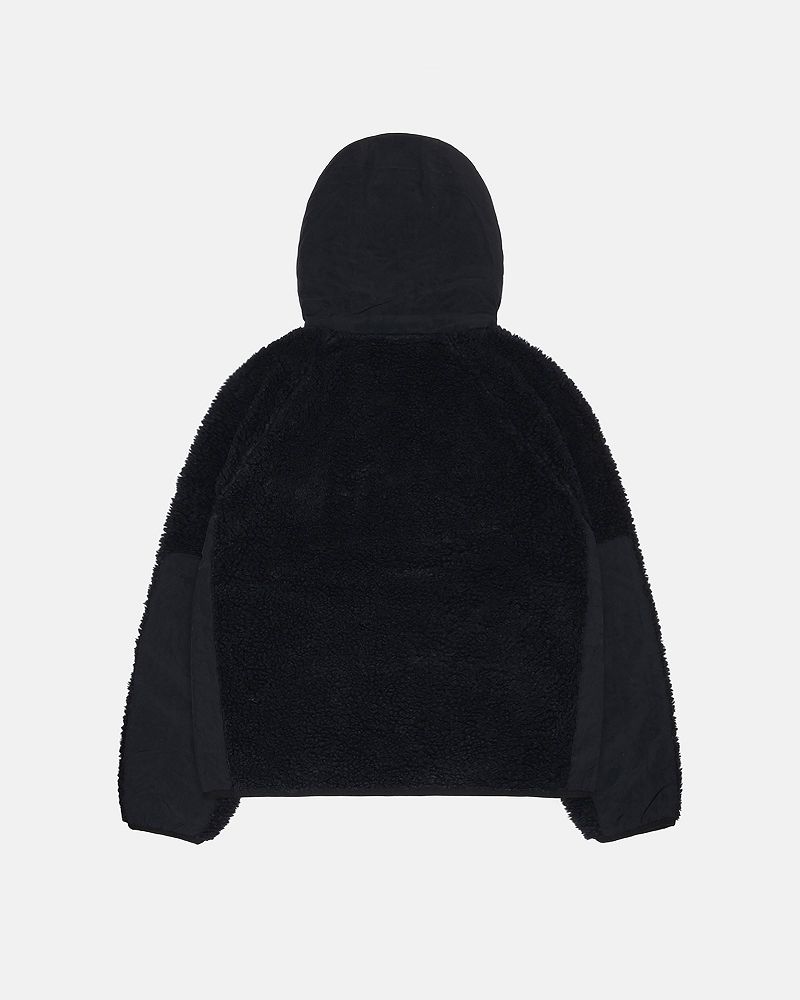 STUSSY SHERPA PANELED HOODED JACKET Noir | STUSSY-56407