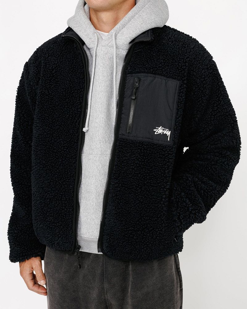 STUSSY SHERPA REVERSIBLE JACKET Noir | STUSSY-56405