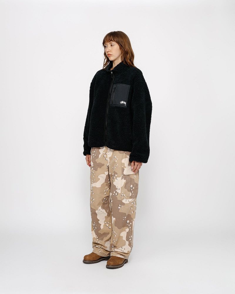 STUSSY SHERPA REVERSIBLE JACKET Noir | STUSSY-56405