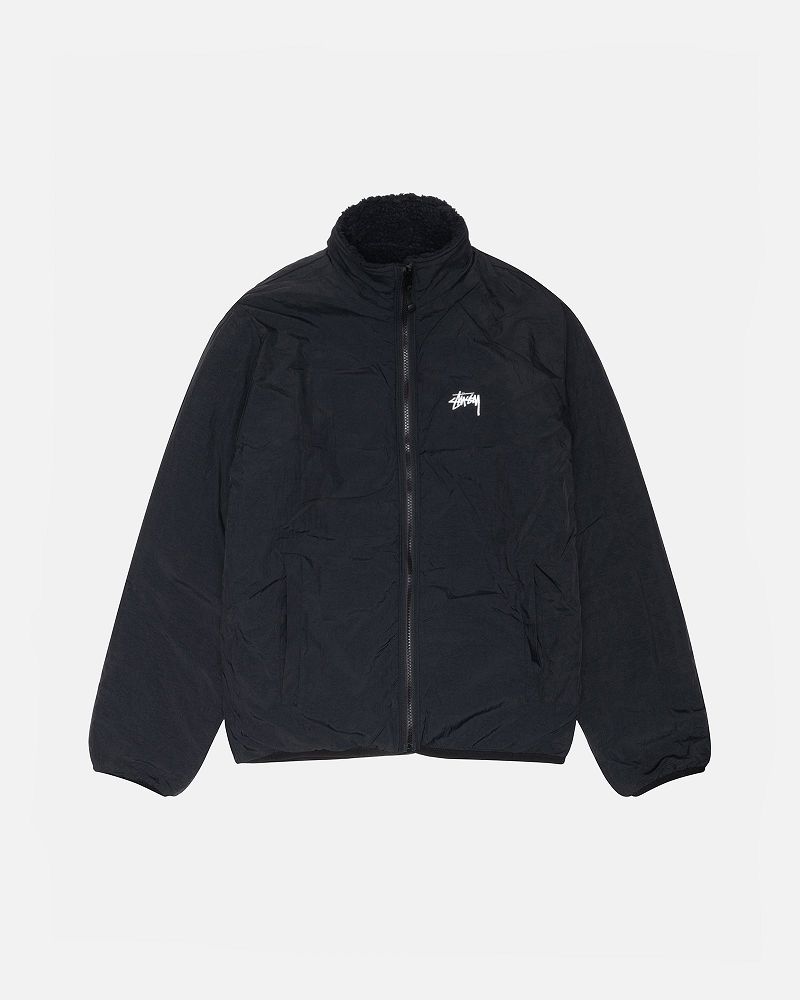 STUSSY SHERPA REVERSIBLE JACKET Noir | STUSSY-56405