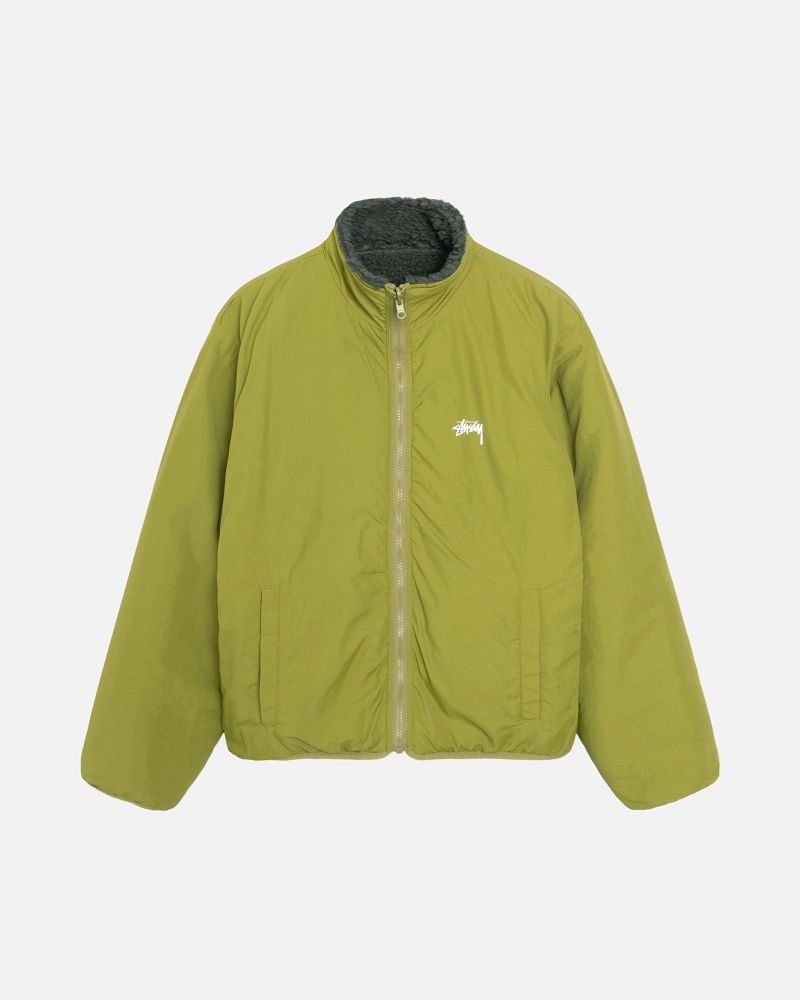 STUSSY SHERPA REVERSIBLE JACKET Vert Foncé | STUSSY-56404