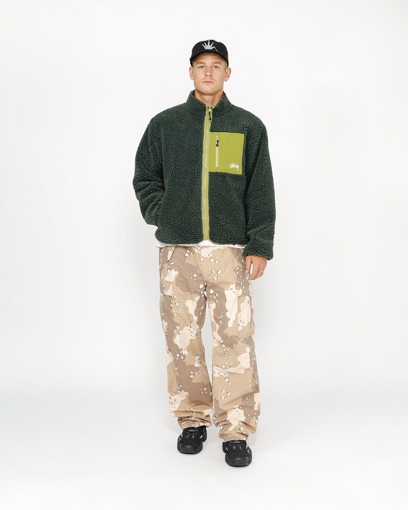 STUSSY SHERPA REVERSIBLE JACKET Vert Foncé | STUSSY-56404