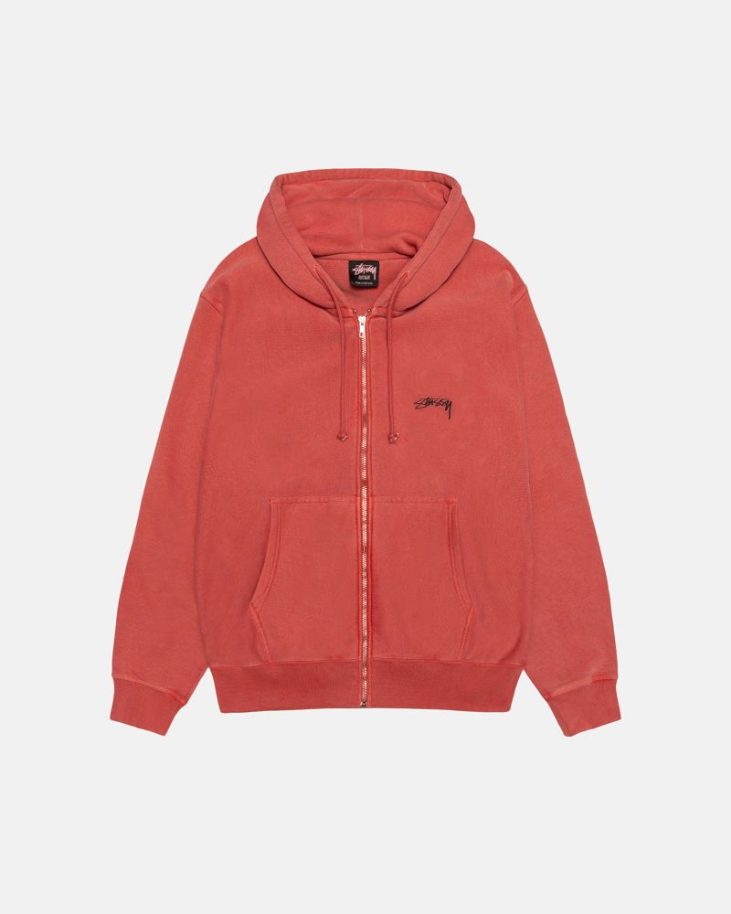 STUSSY SMOOTH STOCK ZIP HOODIE PIGMENT DYED Rouge | STUSSY-56255