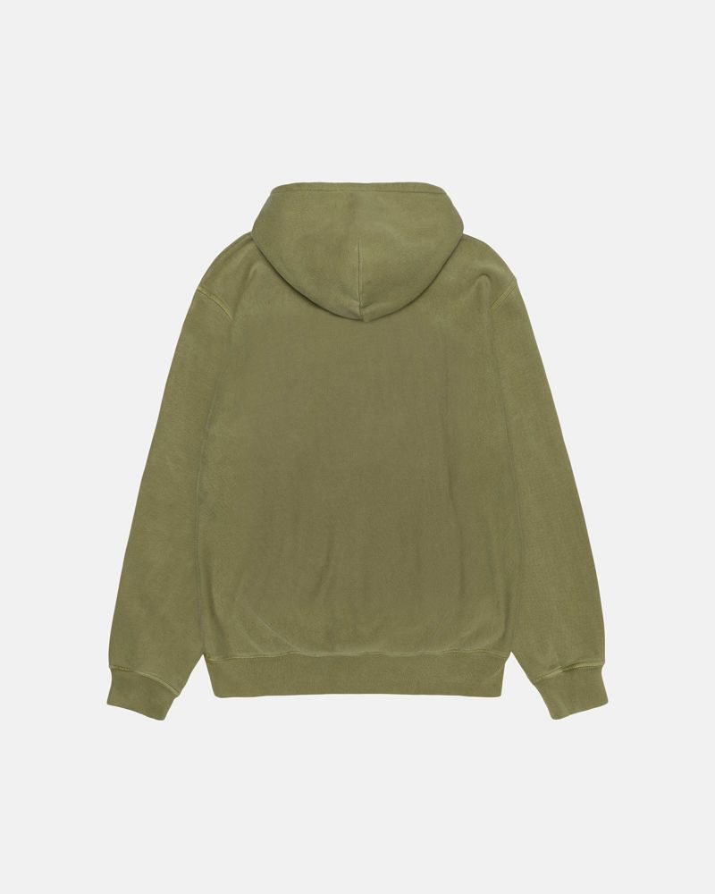 STUSSY SMOOTH STOCK ZIP HOODIE PIGMENT DYED Vert Olive | STUSSY-56254