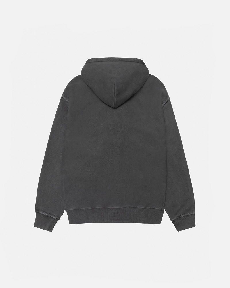 STUSSY SMOOTH STOCK ZIP HOODIE PIGMENT DYED Noir Noir | STUSSY-56253