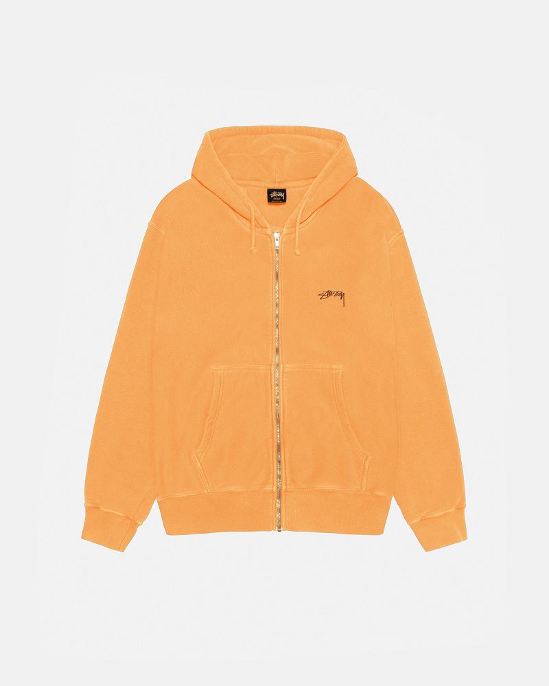 STUSSY SMOOTH STOCK ZIP HOODIE PIGMENT DYED Orange | STUSSY-56252