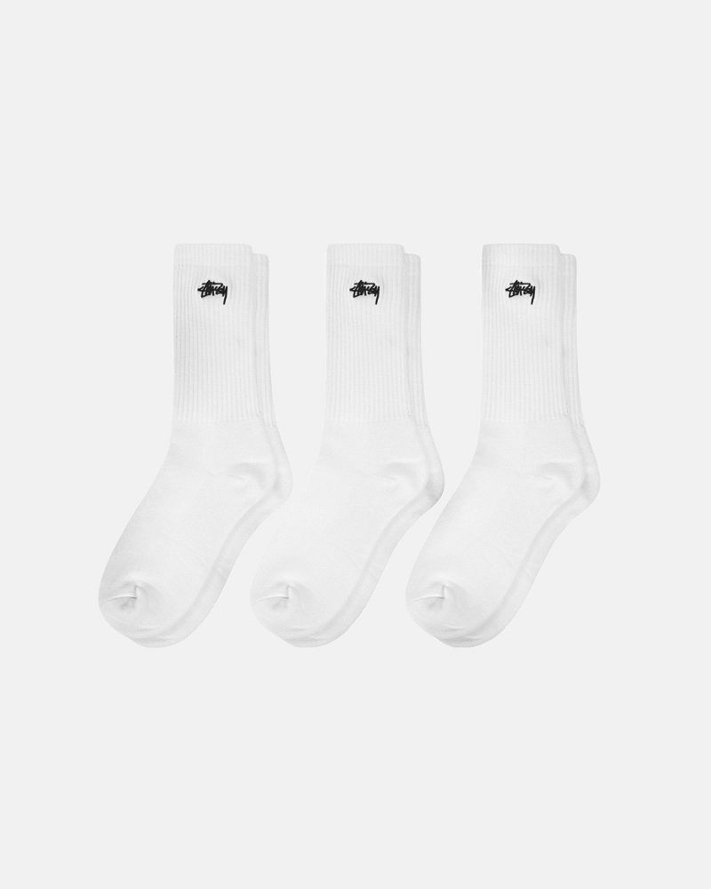 STUSSY STOCK CREW SOCKS 3 PACK Blanche | STUSSY-55900