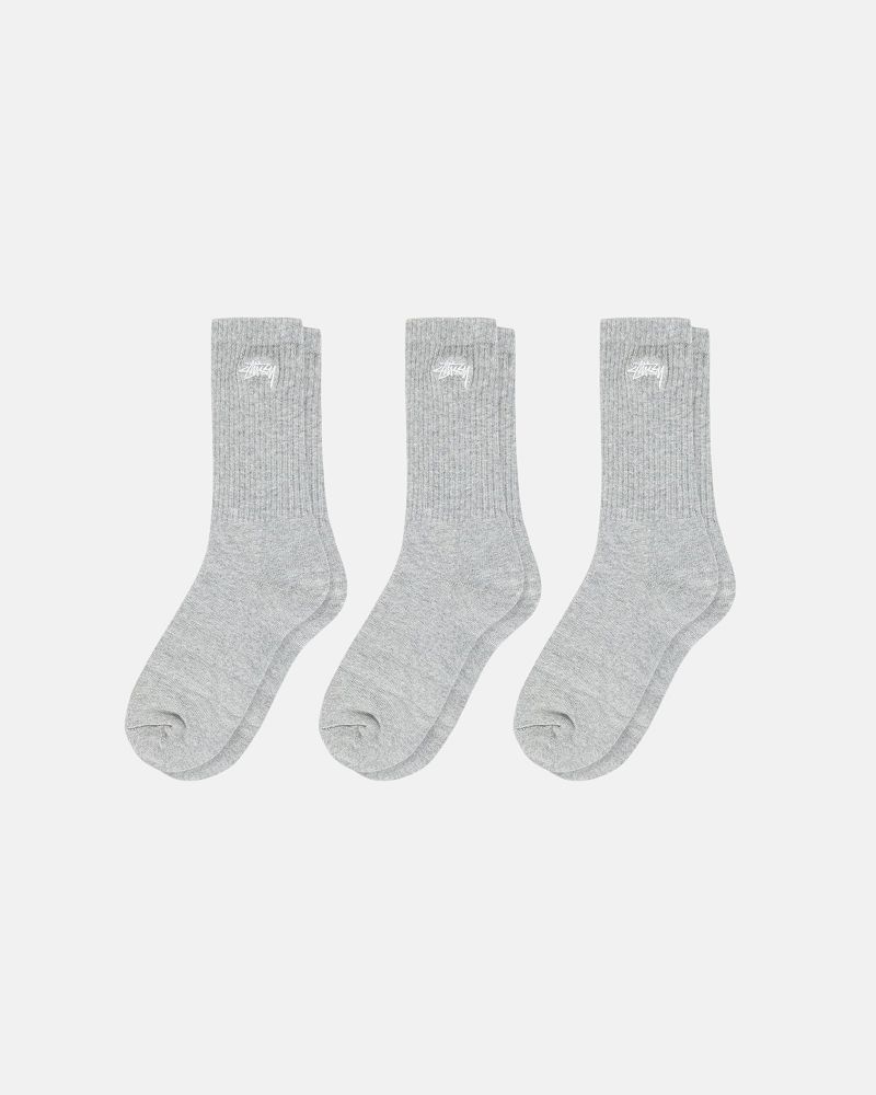 STUSSY STOCK CREW SOCKS 3 PACK Grise | STUSSY-55902