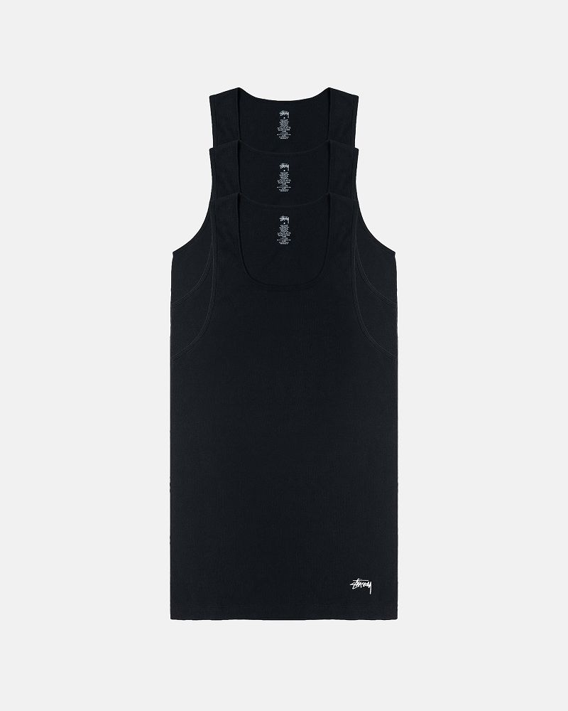 STUSSY TANK UNDERSHIRTS 3 PACK Noir | STUSSY-55879