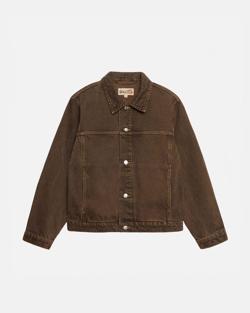 STUSSY TRUCKER JACKET DENIM Marron Clair | STUSSY-56375